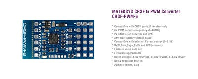 MATEK CRSF TO PWM Converter CRSF-PWM-6 CRSF-PWM-C