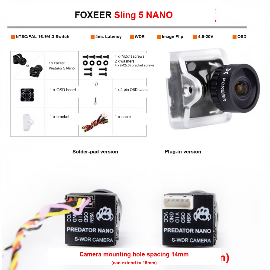 FOXEER Predator 5 NANO MICRO MINI FPV Camera