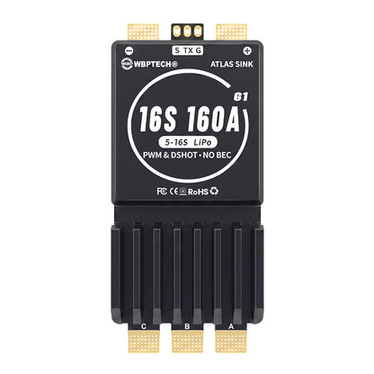 WBPTech Atlas Sink 16S160A G1 AM32 ESC 5-16S Lipo 160A Continuous 240A Peak