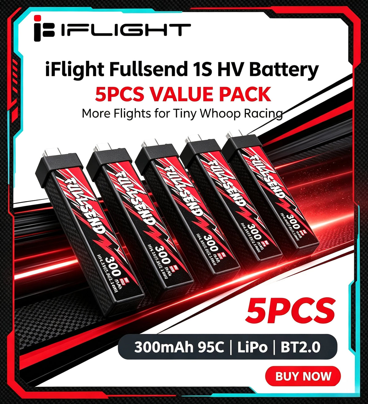 iFlight Fullsend 1S HV 300mAh 95C LiPo Battery