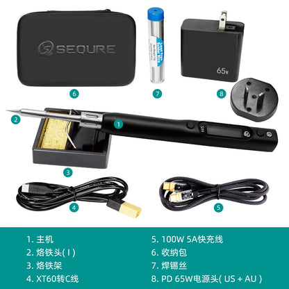 SEQURE S99 Lötkolben mit Adapter-Set, kompatibel mit C245-Spitze zum Schweißen von Drohnen-RC-Modellen, antistatischer Schweißstift