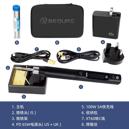 SEQURE S60P Elektrischer Lötkolben in verbesserter Version, unterstützt PD/QC/DC/PPS-Stromversorgung, kompatibel mit der Lötkolbenspitze C210 